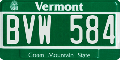 VT license plate BVW584