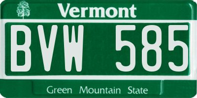 VT license plate BVW585