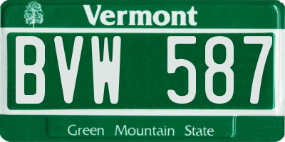 VT license plate BVW587