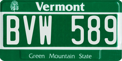 VT license plate BVW589