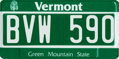 VT license plate BVW590