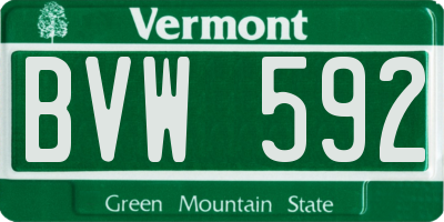 VT license plate BVW592