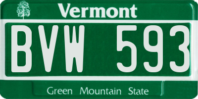 VT license plate BVW593