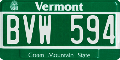 VT license plate BVW594