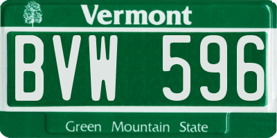 VT license plate BVW596