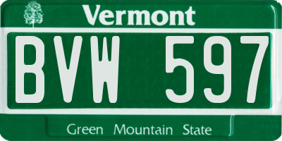 VT license plate BVW597
