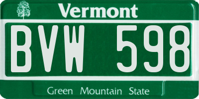 VT license plate BVW598