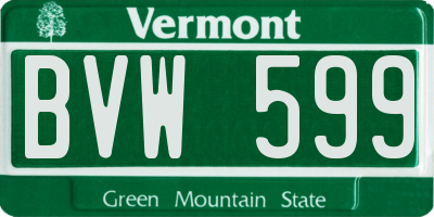 VT license plate BVW599