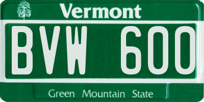 VT license plate BVW600