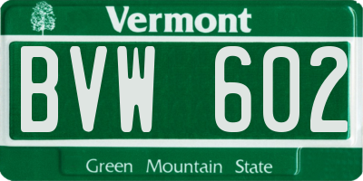 VT license plate BVW602