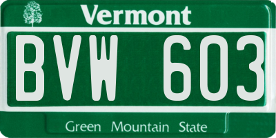 VT license plate BVW603