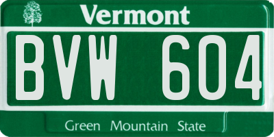 VT license plate BVW604