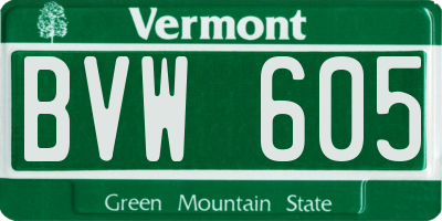 VT license plate BVW605