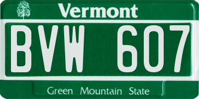 VT license plate BVW607