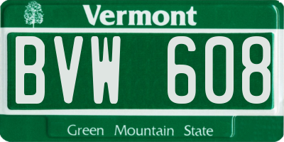 VT license plate BVW608