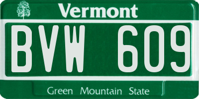 VT license plate BVW609
