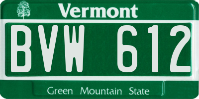 VT license plate BVW612
