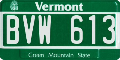 VT license plate BVW613