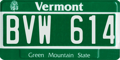 VT license plate BVW614