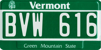VT license plate BVW616