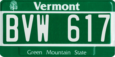 VT license plate BVW617