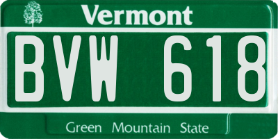 VT license plate BVW618