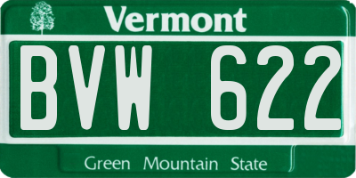 VT license plate BVW622