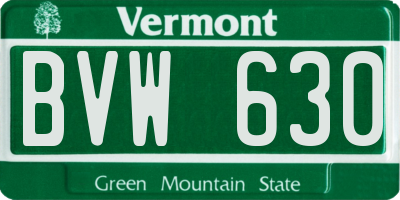 VT license plate BVW630
