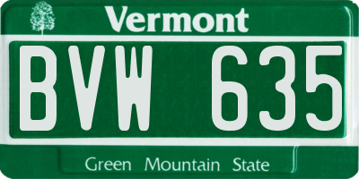 VT license plate BVW635