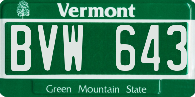 VT license plate BVW643