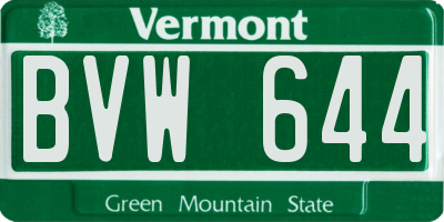 VT license plate BVW644