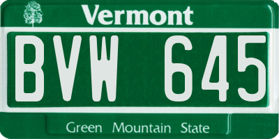 VT license plate BVW645