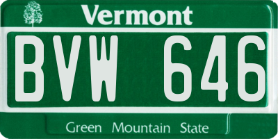 VT license plate BVW646