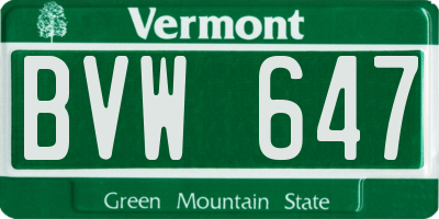 VT license plate BVW647
