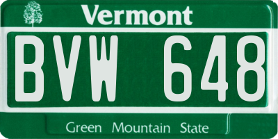 VT license plate BVW648