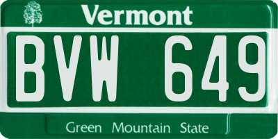 VT license plate BVW649