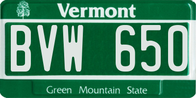 VT license plate BVW650