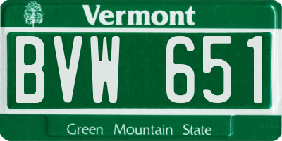 VT license plate BVW651