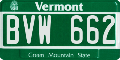 VT license plate BVW662