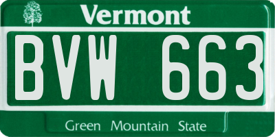 VT license plate BVW663
