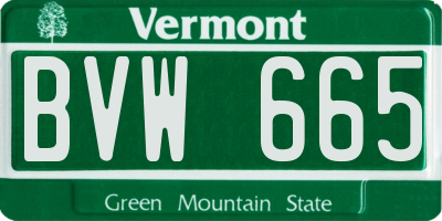 VT license plate BVW665
