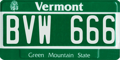 VT license plate BVW666
