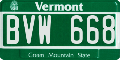 VT license plate BVW668