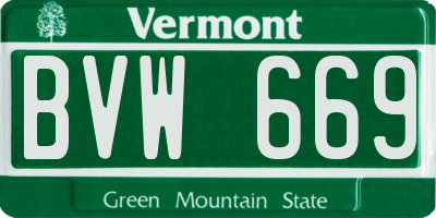 VT license plate BVW669