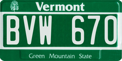 VT license plate BVW670