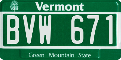 VT license plate BVW671