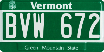 VT license plate BVW672