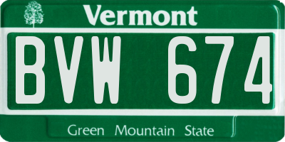 VT license plate BVW674