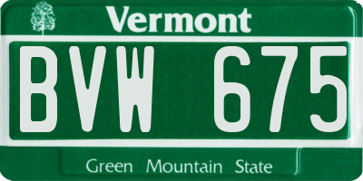 VT license plate BVW675