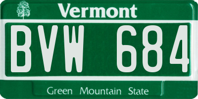 VT license plate BVW684